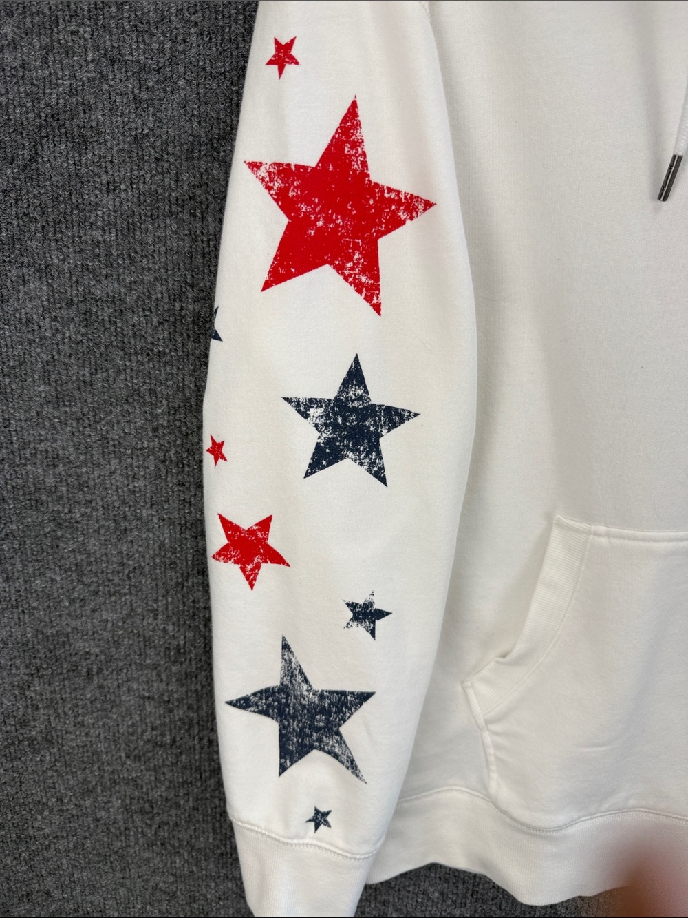Eddie Bauer White USA Zip Hoodie with Red & Navy Star Accents Women’s Large - Picture 7 of 11